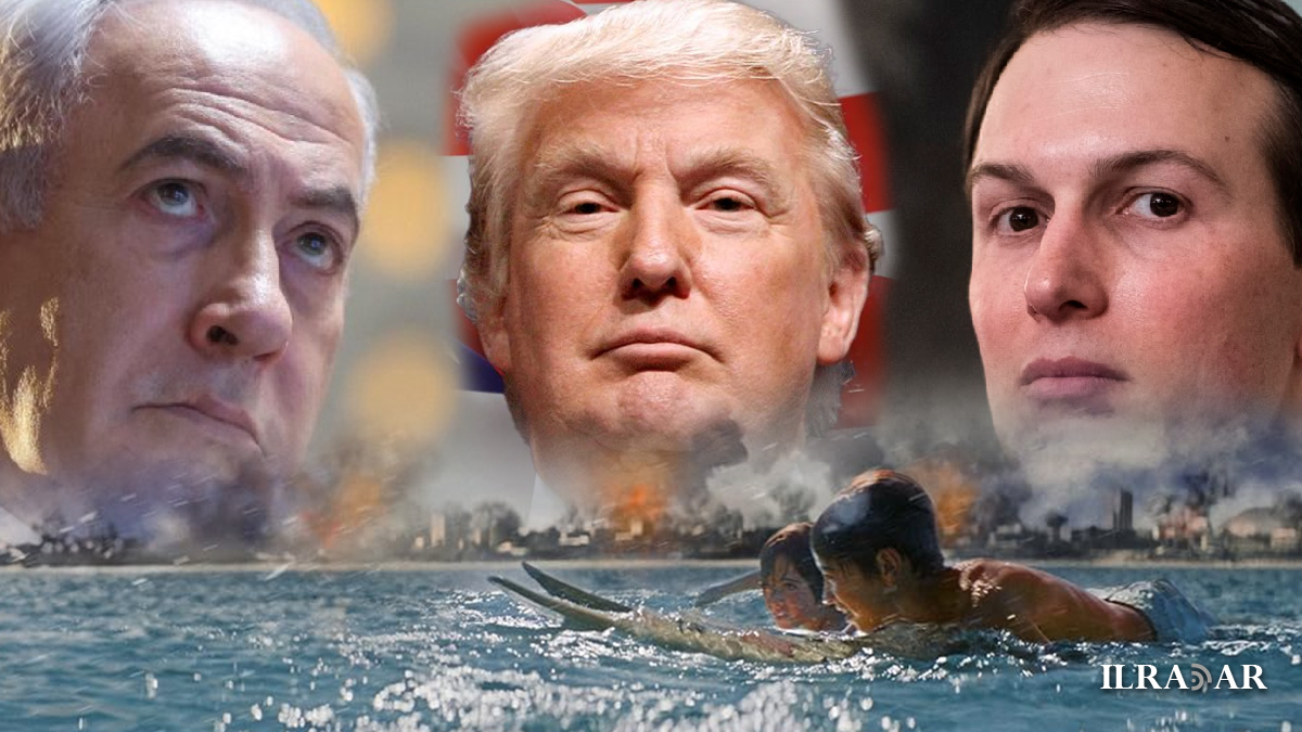 Il primo ministro israeliano Benjamin Netanyahu, il presidente americano Donald Trump e il genero, il finanziere immobiliarista Jared Kushner