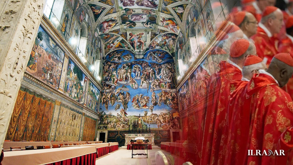 La Cappella Sistina e i Cardinali all'atto di entrare in Conclave