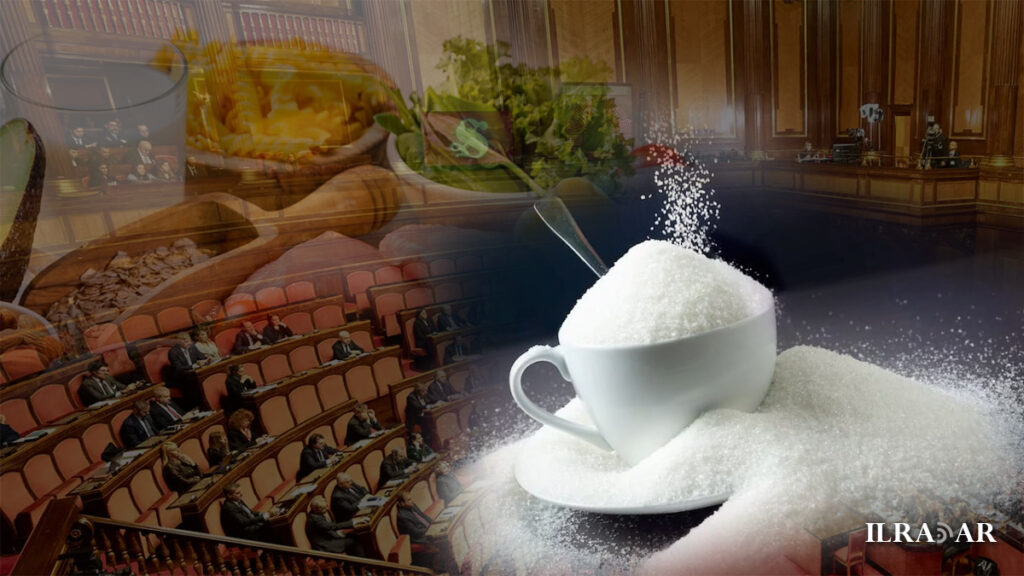 L'emiciclo di Montecitorio e una tazza di zucchero