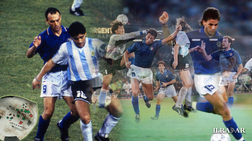 Alcune scene della partita Italia Argentina, fu l'ultimo atto degli Azzurri prima della finale per il terzo posto ai mondiali di Italia 90