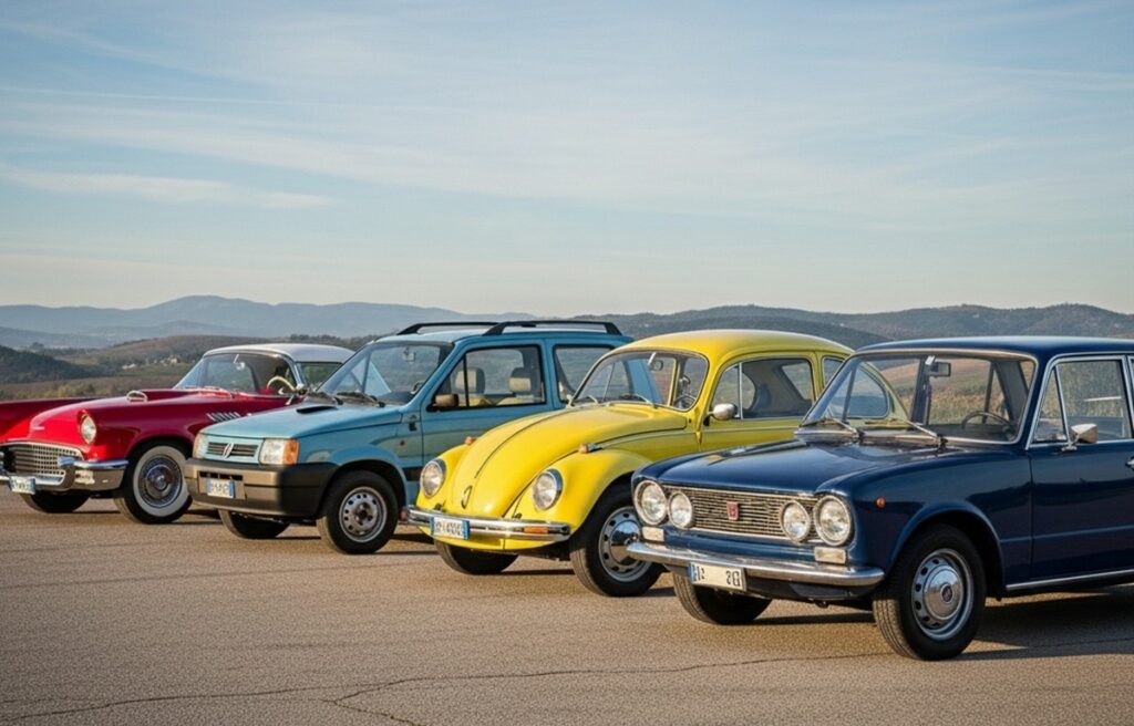 Ford Thunderbird, Fiat Panda, Volkswagen Beetle, FIat 124